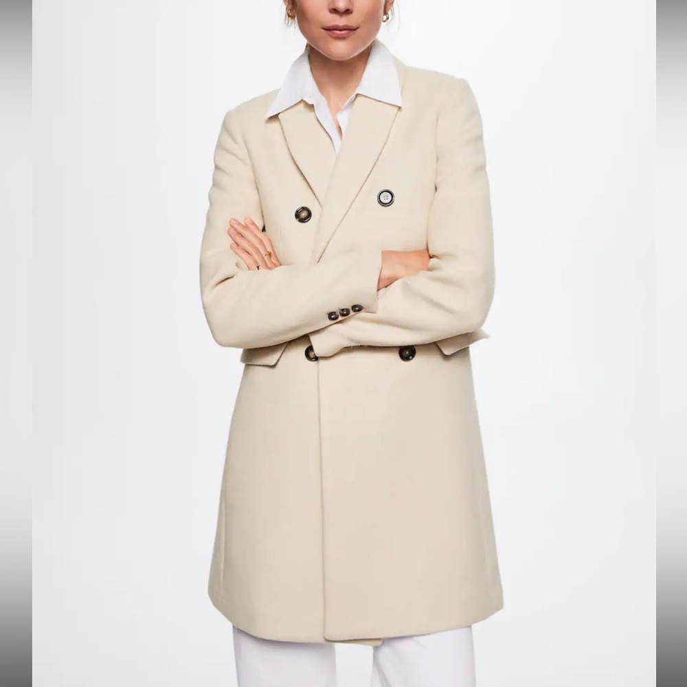 NWT Mango Double Breasted Wool Blend Coat